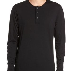 Wings + Horns Swedish Merino Wool Black Henley Mens Large